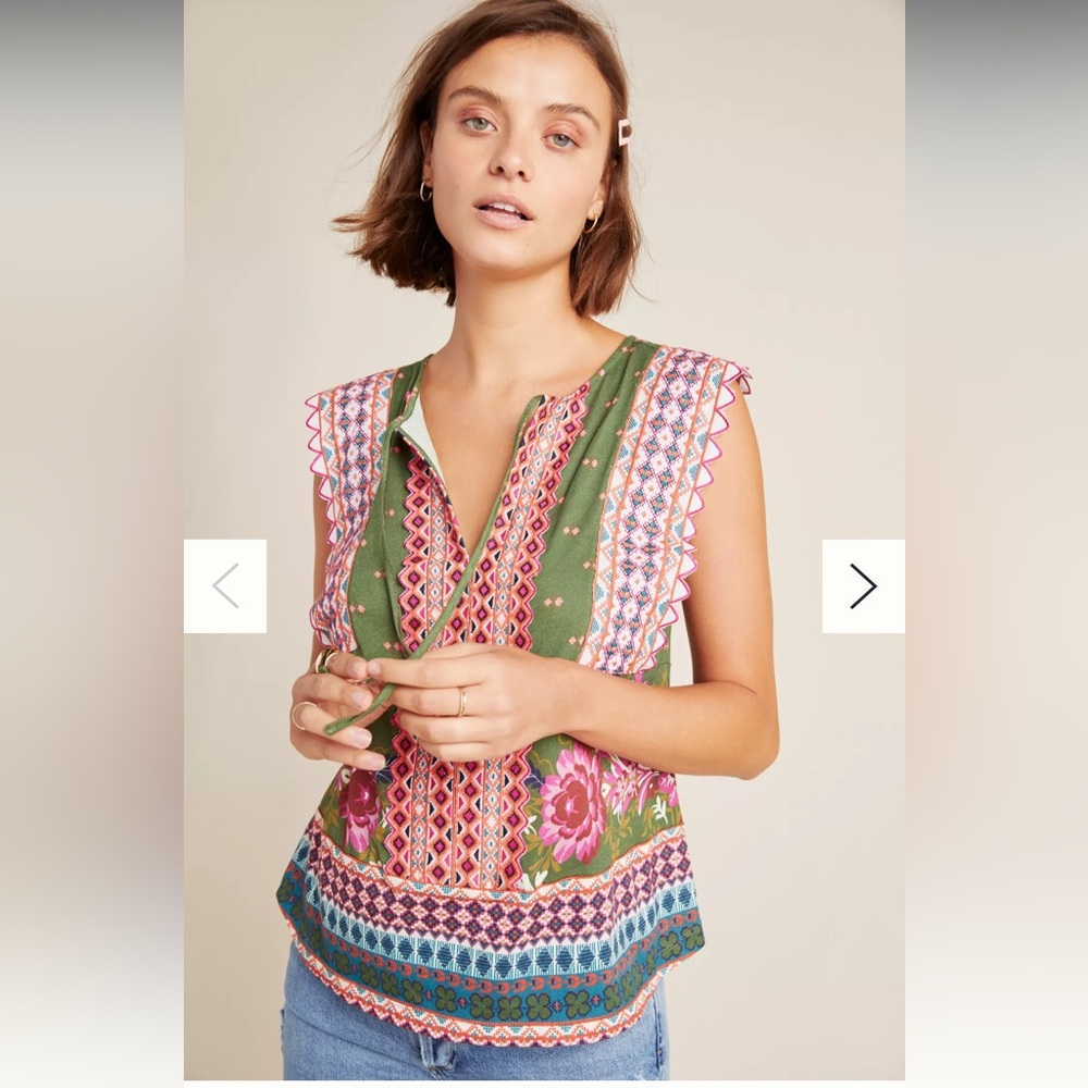 Anthropologie Sigrid Embroidered Blouse Sz S